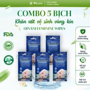 Combo of 5 Packs – Premium Daily Feminine Wet Wipes Oinani – 50 Sheets